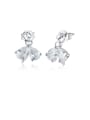 thumb 925 Sterling Silver With White Gold Plated Minimalist Leaf Stud Earrings 0