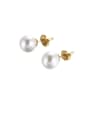 thumb Stainless Steel Imitation Pearl White Round Minimalist Stud Earring 0