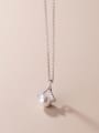 thumb 925 Sterling Silver Imitation Pearl Triangle Minimalist Necklace 0