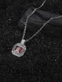 thumb 925 Sterling Silver Glass Stone Geometric Vintage Necklace 2