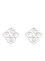 thumb 925 Sterling Silver Hollow Embossed Texture Vintage Stud Earring 1
