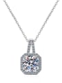 thumb Sterling Silver Moissanite Square Dainty Pendant Necklace 2
