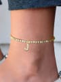 thumb Stainless steel Cubic Zirconia Vintage   Letter Pendant Anklet 2