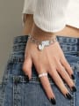 thumb 925 Sterling Silver Geometric Vintage Love square brand chain  Link Bracelet 2