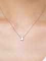 thumb 925 Sterling Silver Cubic Zirconia  Minimalist Square Pendant Necklace 1