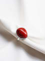 thumb 925 Sterling Silver Ruby Red Water Drop Minimalist Free Size Band Ring 0