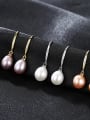 thumb 925 Sterling Silver Freshwater Pearl Oval Trend Hook Earring 3