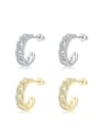 thumb 925 Sterling Silver Cubic Zirconia Dainty C Shaped Stud Earring 0
