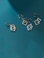 thumb 925 Sterling Silver White  Minimalist Hollow Geometric Smooth Squares Interlocking  Hook Earrings 3