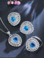 thumb Brass Cubic Zirconia Luxury Heart Earring Ring and Necklace Set 1