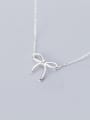 thumb 925 sterling silver simple smooth Bow Pendant Necklace 1