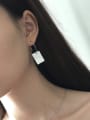 thumb 925 Sterling Silver Shell White Geometric Minimalist Hook Earring 2