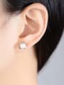 thumb 925 Sterling Silver Freshwater Pearl White Square Minimalist Stud Earring 3