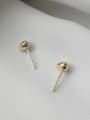 thumb Pure silver gold water drop bead studs 0