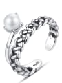 thumb 925 sterling silver Freshwater Pearl simple retro chain free size ring 0