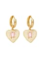 thumb Brass Cubic Zirconia Heart Vintage Huggie Earring 3