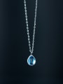 thumb 925 Sterling Silver Glass Stone Water Drop Minimalist Necklace 0
