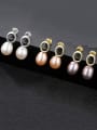 thumb 925 Sterling Silver Freshwater Pearl Hollow Round  Minimalist Drop Earring 2