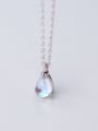 thumb 925 Sterling Silver Glass stone Water Drop Minimalist Necklace 0