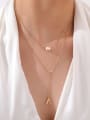 thumb Stainless steel Tassel Hip Hop Double Layer Chain Lariat Necklace 1