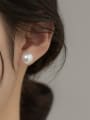 thumb 925 Sterling Silver Freshwater Pearl Round Ball Minimalist Stud Earring 1