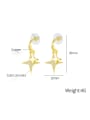 thumb Brass Cubic Zirconia Star Minimalist Cross Drop Earring 2