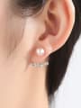 thumb 925 Sterling Silver Freshwater Pearl White Geometric Trend  Two belts Stud Earring 1
