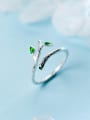 thumb 925 Sterling Silver Cubic Zirconia Leaf Minimalist Band Ring 0