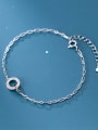 thumb 925 Sterling Silver Rhinestone Geometric Minimalist Link Bracelet 0