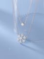 thumb 925 Sterling Silver Cubic Zirconia Flower Minimalist Multi Strand Necklace 2