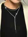thumb Titanium Steel Snake Chain Minimalist Tassel Necklace 1
