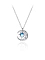thumb 925 Sterling Silver Cubic Zirconia Moon Minimalist Necklace 0