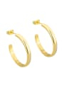 thumb Brass Geometric Minimalist Glossy Large C-Shaped Earrings 0