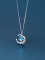 thumb 925 Sterling Silver Cubic Zirconia Water Drop Minimalist  Moon Pendant Necklace 0