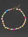 thumb Stainless steel Freshwater Pearl Multi Color Polymer Clay Smiley Bohemia Necklace 1