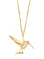thumb Brass Cubic Zirconia Vintage Bird  Pendant Necklace 3