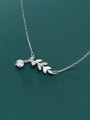 thumb 925 Sterling Silver Cubic Zirconia fashion Leaf Pendant Necklace 3