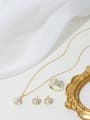thumb Brass Freshwater Pearl Minimalist Geometric  Earring Ring and Necklace Set 2