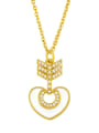 thumb Brass Cubic Zirconia Enamel Heart Vintage Necklace 0
