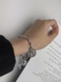 thumb Vintage Sterling Silver With Simple Retro Hollow Chain Round Pendant Bracelets 2