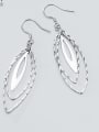 thumb 925 Sterling Silver Minimalist   Multilayer Hollow Oval Hook Earring 0
