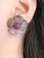 thumb Copper Shell Flower Vintage Stud Earring 1