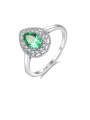 thumb 925 Sterling Silver Cubic Zirconia Green Water Drop Classic Band Ring 0