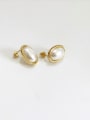 thumb 925 Sterling Silver With 18k Gold Plated Trendy Oval Stud Earrings 0