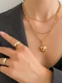 thumb Brass Hip Hop Heart  Ring and Necklace Set 4
