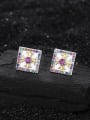 thumb 925 Sterling Silver Cubic Zirconia Square Vintage Stud Earring 3