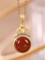 thumb 925 Sterling Silver Carnelian Geometric Vintage Necklace 3