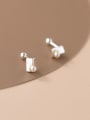 thumb 925 Sterling Silver Imitation Pearl Geometric Minimalist Stud Earring 0