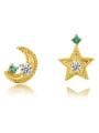 thumb 925 Sterling Silver Cubic Zirconia  Star Moon Trend Stud Earring 0