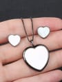 thumb Copper  Minimalist Heart  Shell Earring and Necklace Set 3